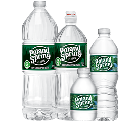 Poland Spring Natural Spring Water bottles in four sizes