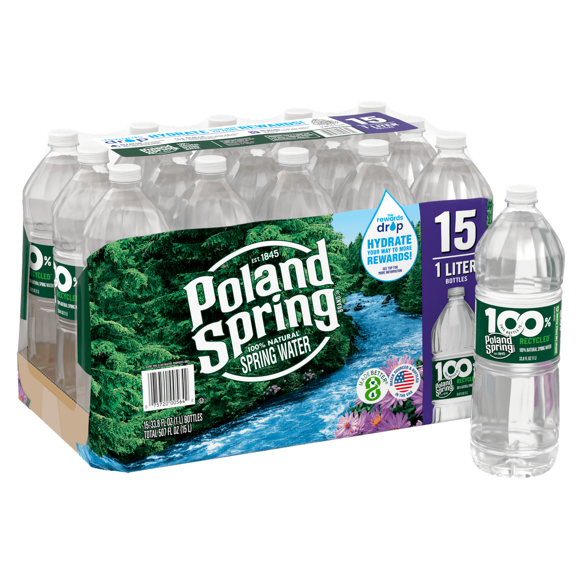 1 Liter Bottled Water, 15 Pack