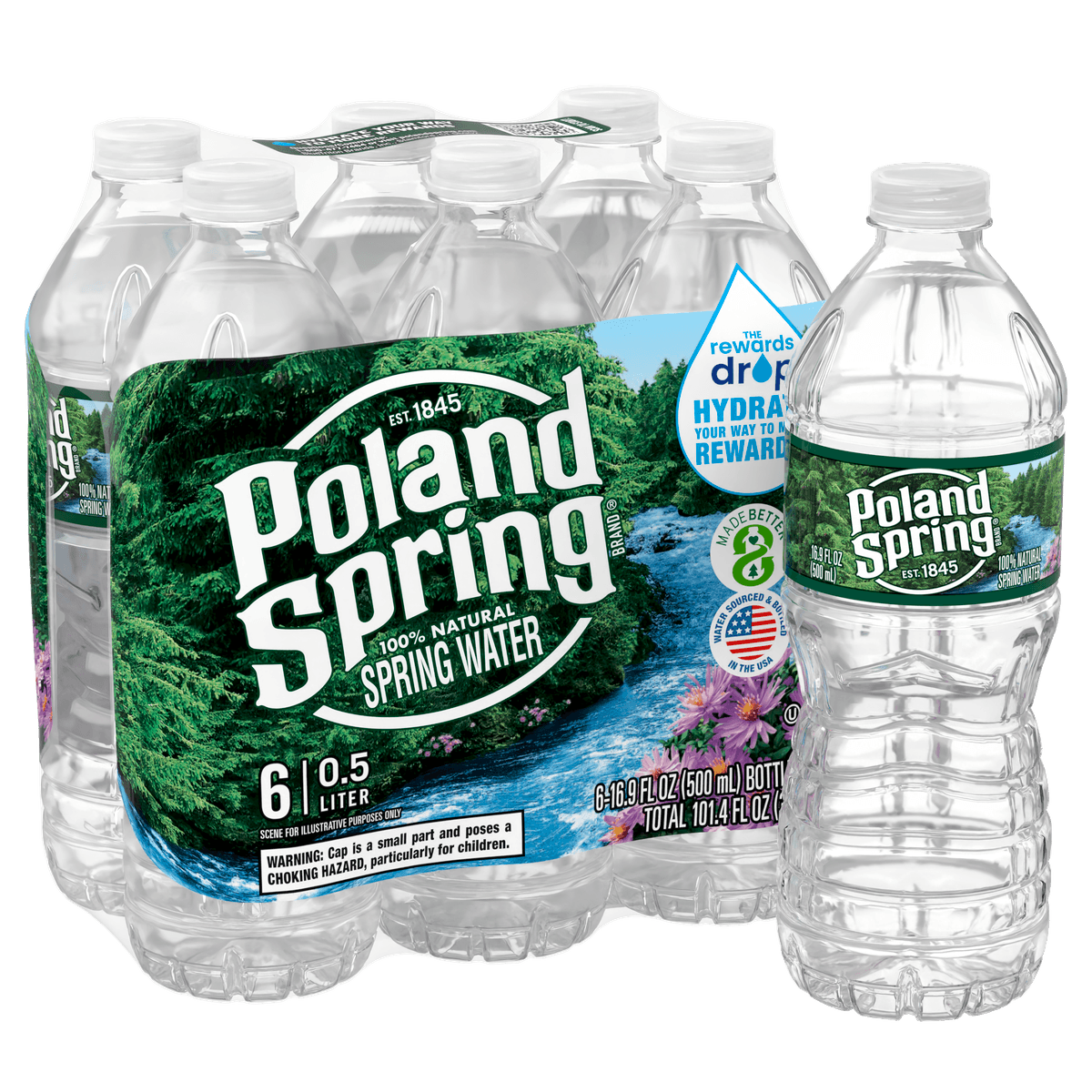 16.9 fl oz Bottled Water, 6 Pack