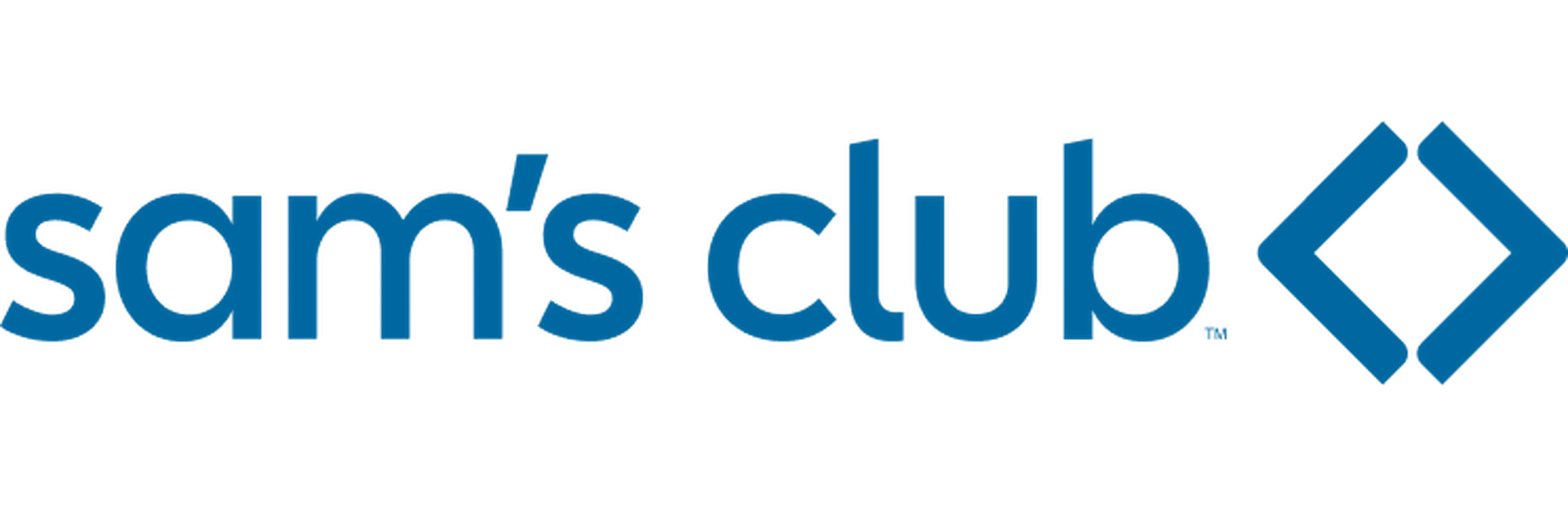 Sam's Club logo with blue lowercase text and a blue diamond-shaped icon.