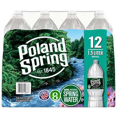 Poland Spring 1.5 L Bottle Spring Water, 12 Pack, front