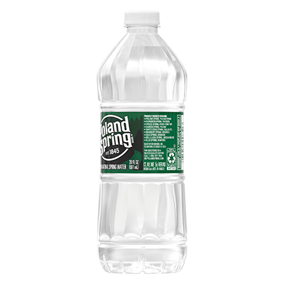 Poland Spring 20oz water bottle, left