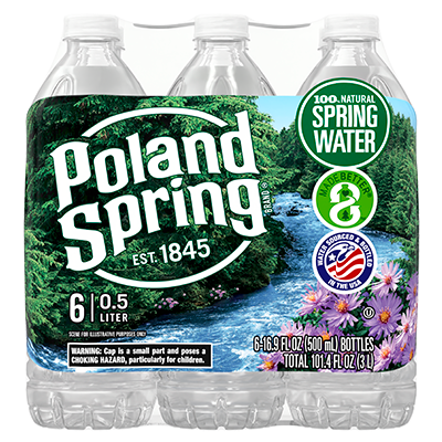Poland Spring 16.9 oz (500 ml) bottle, 6-pack