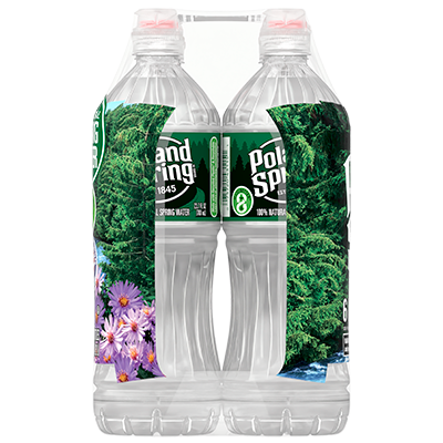 Poland Spring 700mL bottle, 6-pack, side