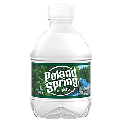 Poland Spring 8 oz bottle, front