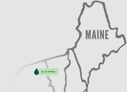 A map of Maine showing the location of the Ellis Spriing.