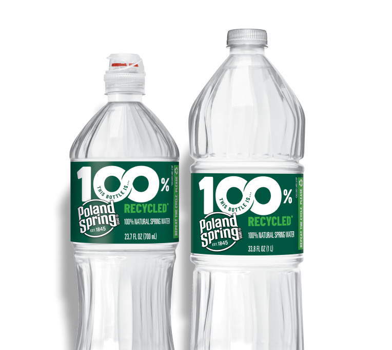 Poland Spring Spring Water in recycled bottles.